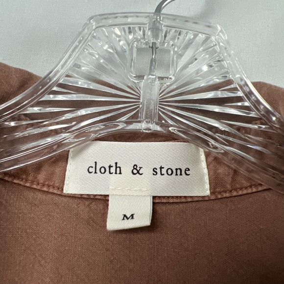 Cloth & Stone Button Shirt Womens Medium Tencel Tunic Long Sleeves Brown - Picture 4 of 12